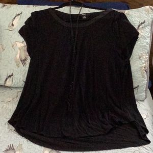 Alfani black top with satin band and necklace